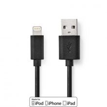 Lightning Kbel | USB 2.0 | Apple Lightning, 8 Plus | USB-A Dugasz | 480 Mbps | Nikkelezett | 1.00 m | Kerek | PVC | Fekete | Doboz